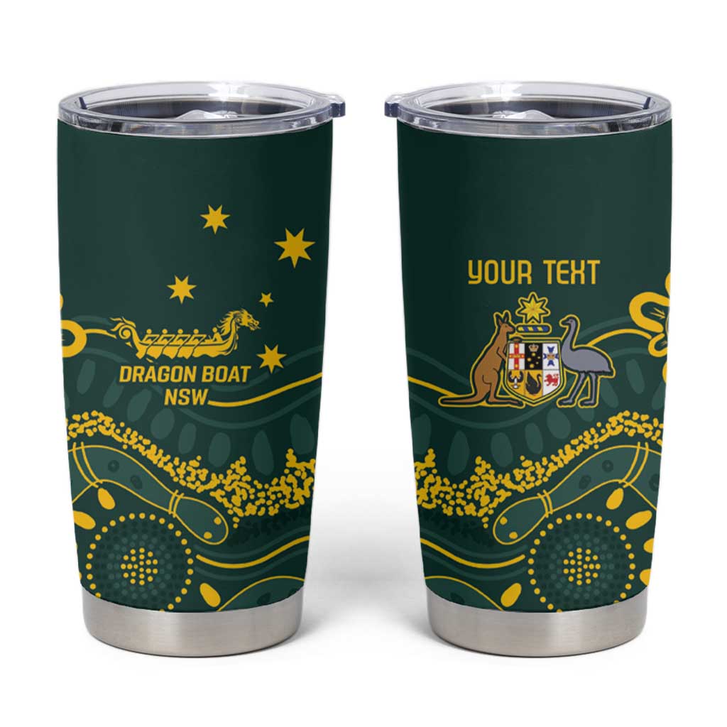 Personalised Australia Dragons Boat Tumbler Cup Aussie Aboriginal Dot Style