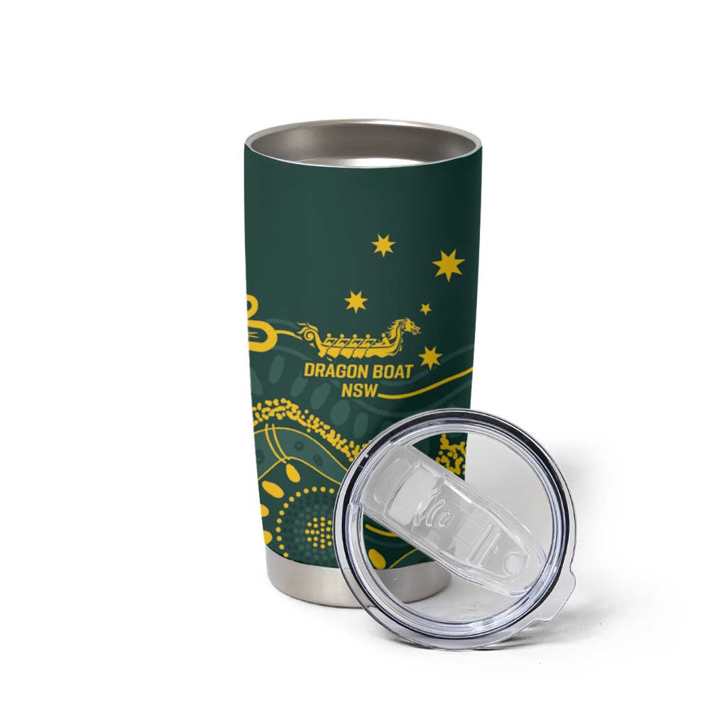 Personalised Australia Dragons Boat Tumbler Cup Aussie Aboriginal Dot Style