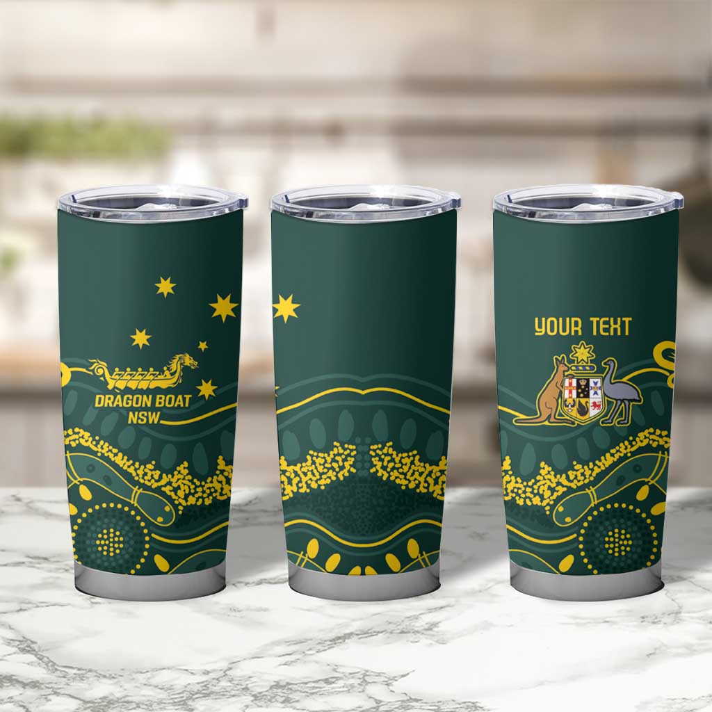 Personalised Australia Dragons Boat Tumbler Cup Aussie Aboriginal Dot Style