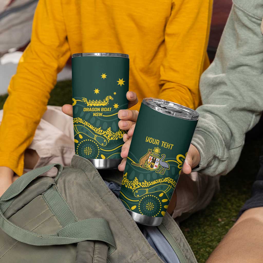 Personalised Australia Dragons Boat Tumbler Cup Aussie Aboriginal Dot Style