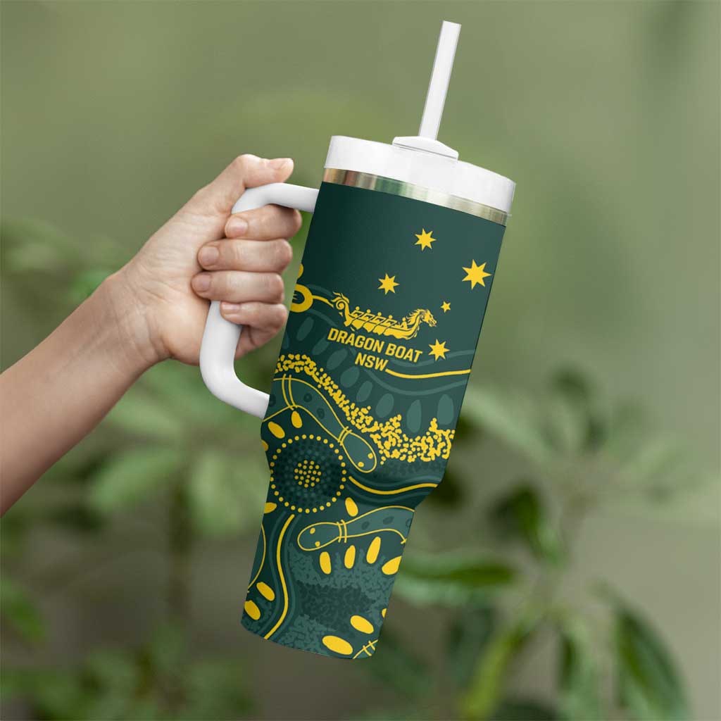 Personalised Australia Dragons Boat Tumbler With Handle Aussie Aboriginal Dot Style
