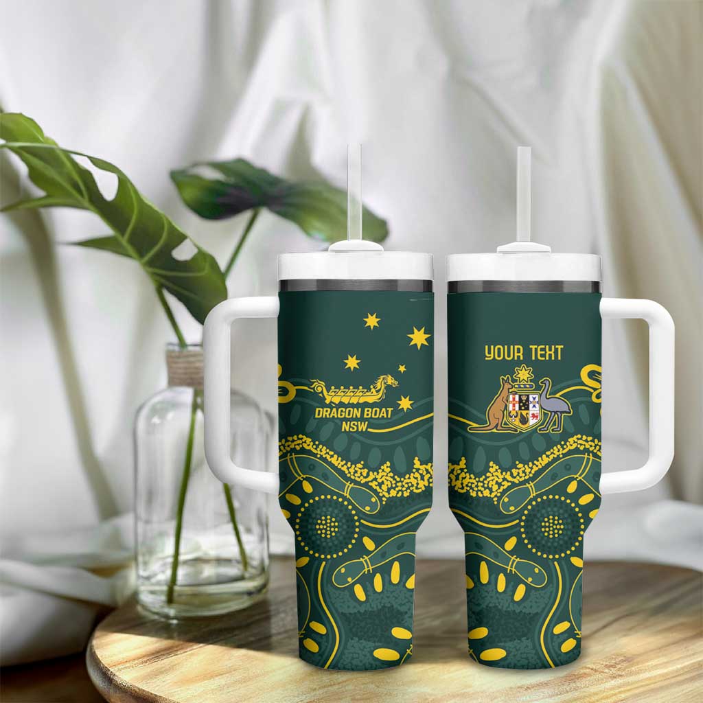 Personalised Australia Dragons Boat Tumbler With Handle Aussie Aboriginal Dot Style