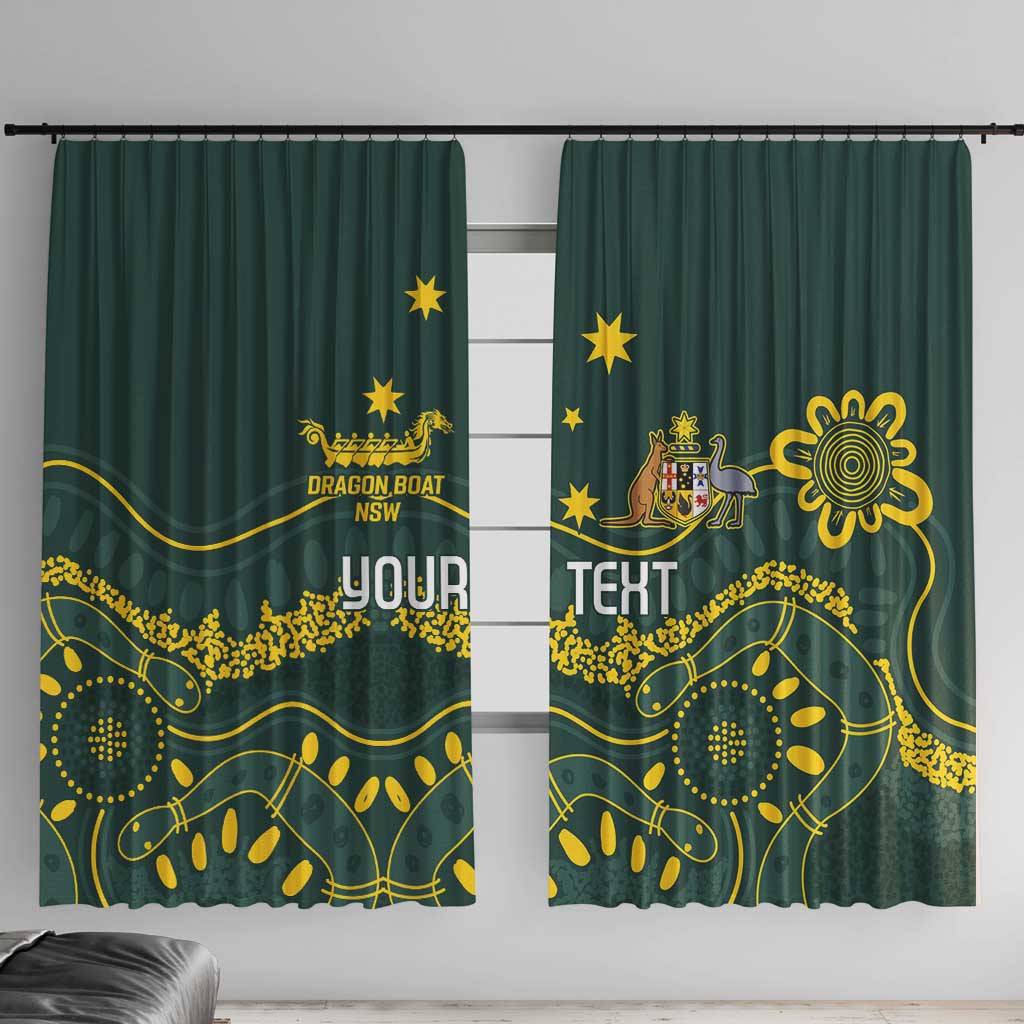 Personalised Australia Dragons Boat Window Curtain Aussie Aboriginal Dot Style