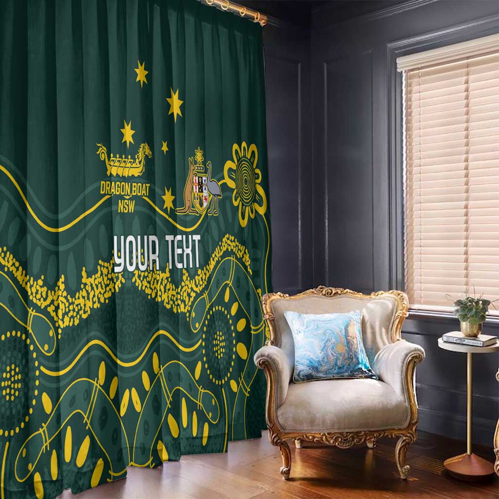 Personalised Australia Dragons Boat Window Curtain Aussie Aboriginal Dot Style