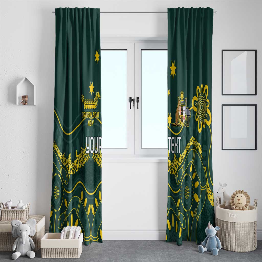 Personalised Australia Dragons Boat Window Curtain Aussie Aboriginal Dot Style