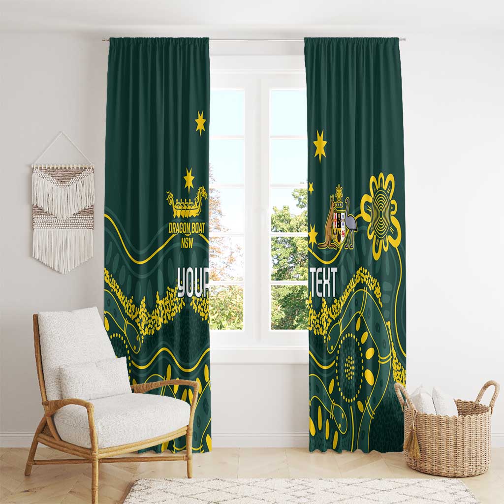 Personalised Australia Dragons Boat Window Curtain Aussie Aboriginal Dot Style