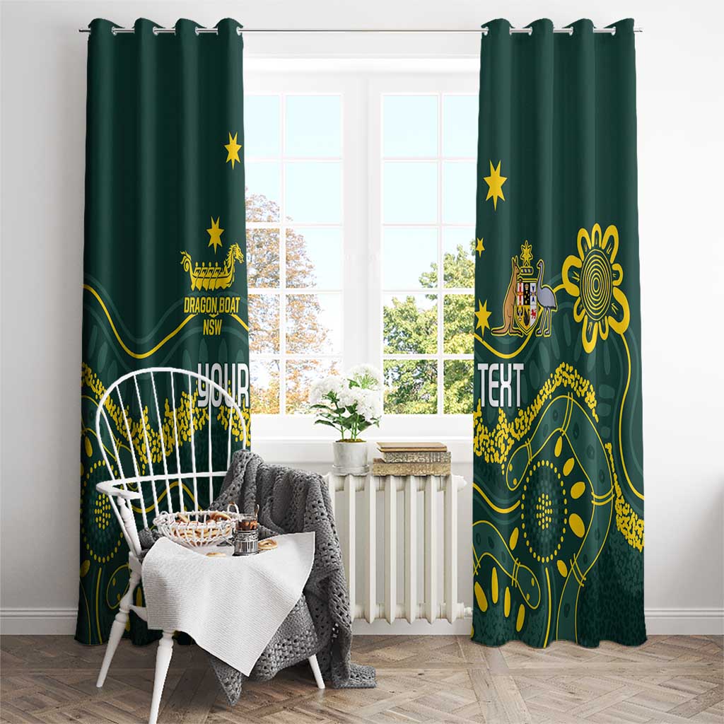 Personalised Australia Dragons Boat Window Curtain Aussie Aboriginal Dot Style