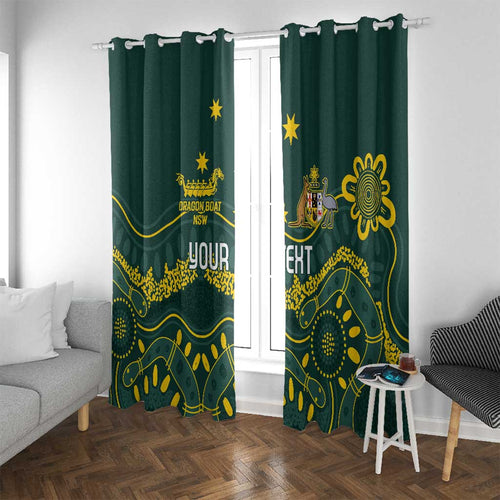 Personalised Australia Dragons Boat Window Curtain Aussie Aboriginal Dot Style