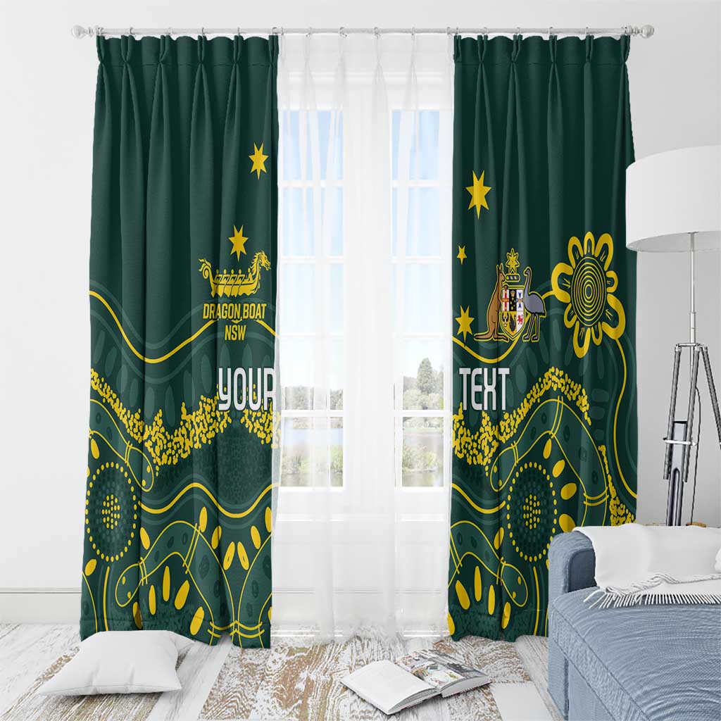 Personalised Australia Dragons Boat Window Curtain Aussie Aboriginal Dot Style