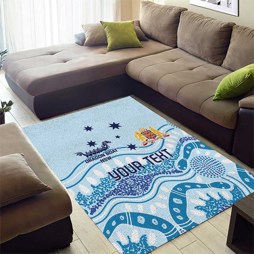 Personalised Australia New South Wales Dragons Boat Area Rug Aussie Aboriginal Dot Style