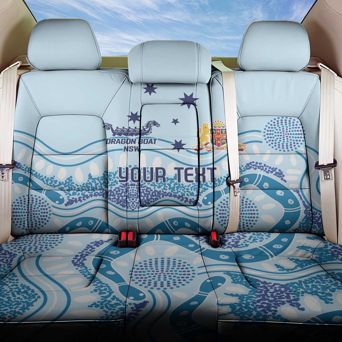 Personalised Australia New South Wales Dragons Boat Back Car Seat Cover Aussie Aboriginal Dot Style
