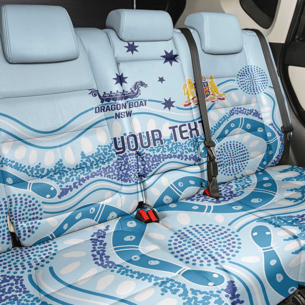 Personalised Australia New South Wales Dragons Boat Back Car Seat Cover Aussie Aboriginal Dot Style