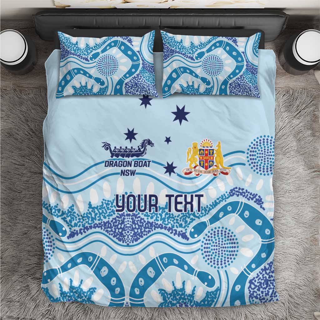 Personalised Australia New South Wales Dragons Boat Bedding Set Aussie Aboriginal Dot Style
