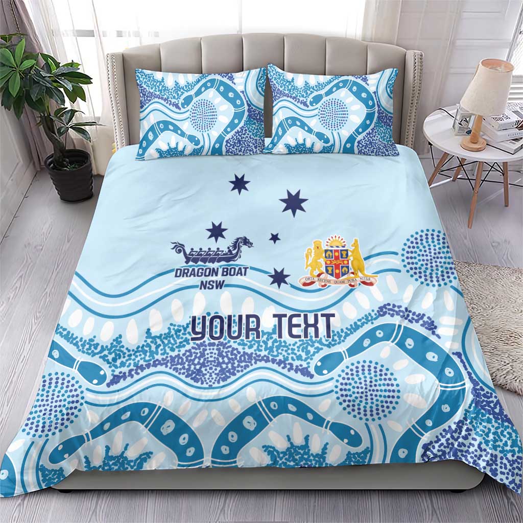Personalised Australia New South Wales Dragons Boat Bedding Set Aussie Aboriginal Dot Style