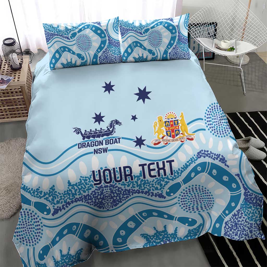 Personalised Australia New South Wales Dragons Boat Bedding Set Aussie Aboriginal Dot Style