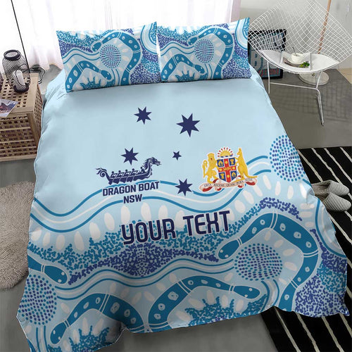 Personalised Australia New South Wales Dragons Boat Bedding Set Aussie Aboriginal Dot Style