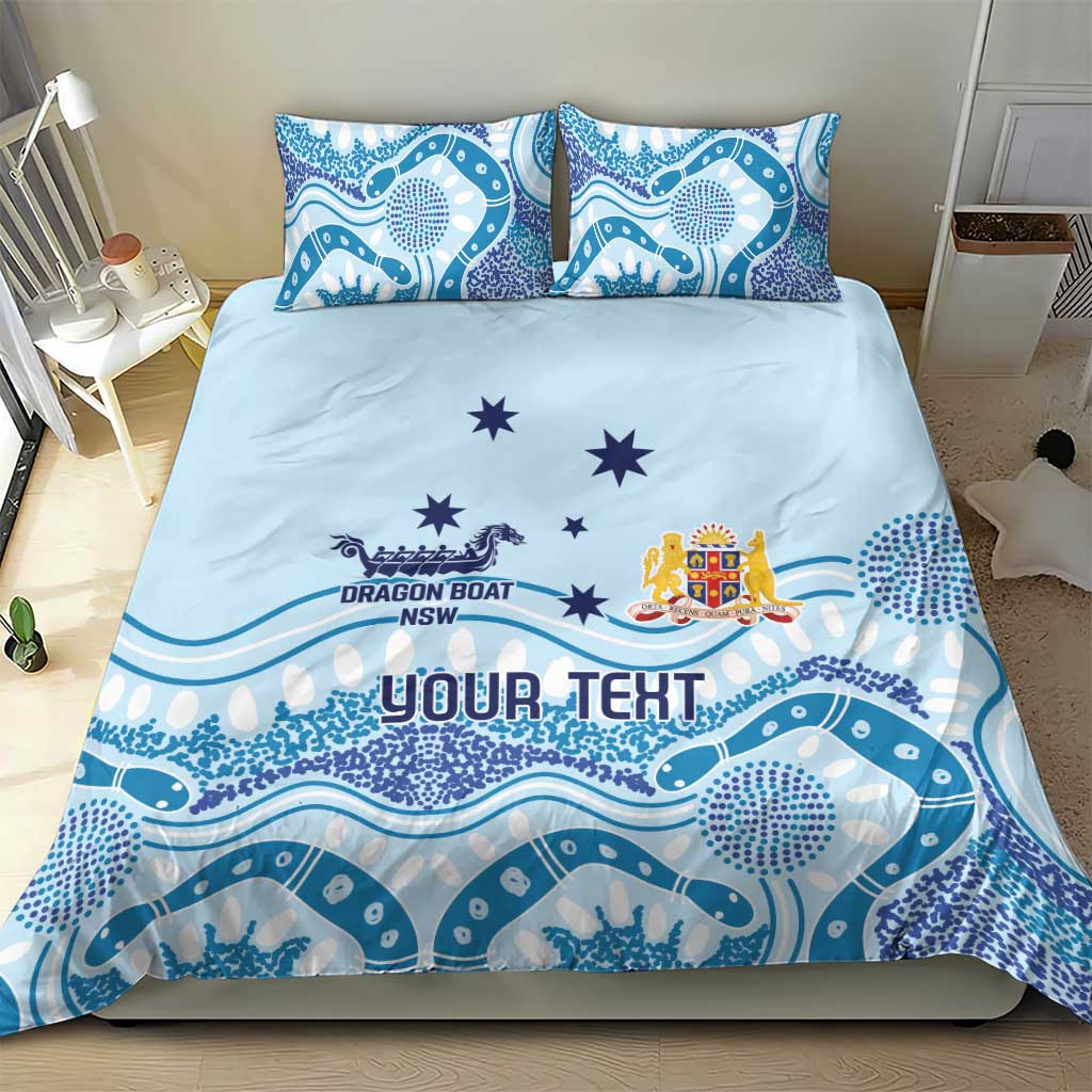 Personalised Australia New South Wales Dragons Boat Bedding Set Aussie Aboriginal Dot Style