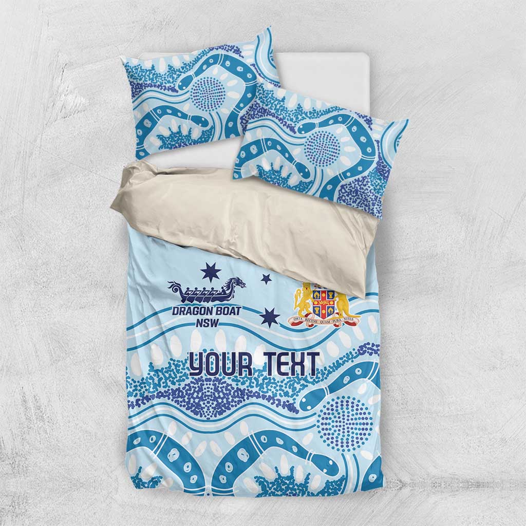 Personalised Australia New South Wales Dragons Boat Bedding Set Aussie Aboriginal Dot Style