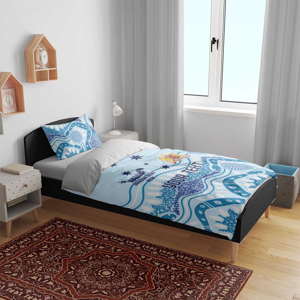 Personalised Australia New South Wales Dragons Boat Bedding Set Aussie Aboriginal Dot Style