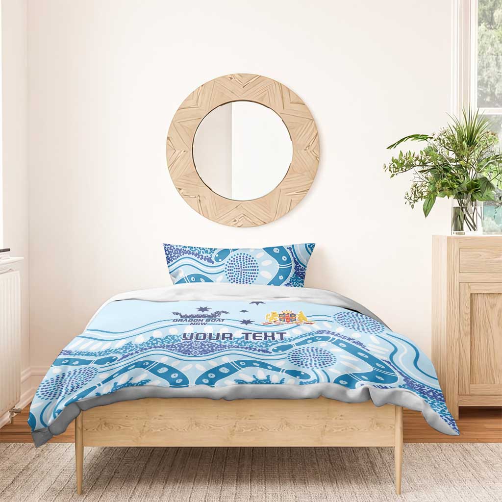 Personalised Australia New South Wales Dragons Boat Bedding Set Aussie Aboriginal Dot Style