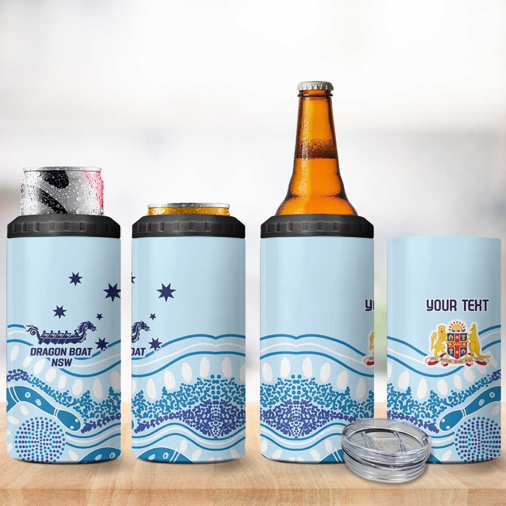 Personalised Australia New South Wales Dragons Boat 4 in 1 Can Cooler Tumbler Aussie Aboriginal Dot Style