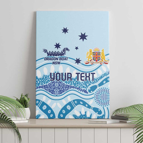Personalised Australia New South Wales Dragons Boat Canvas Wall Art Aussie Aboriginal Dot Style
