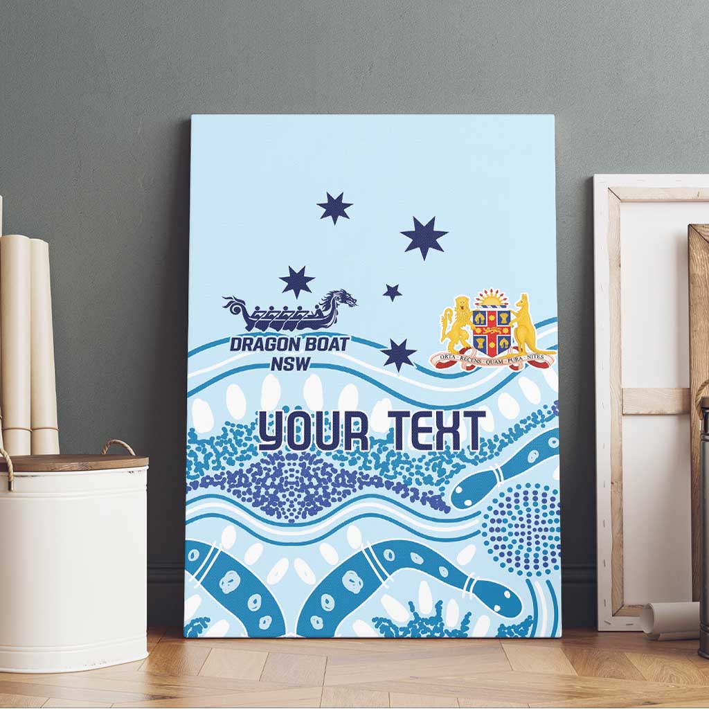 Personalised Australia New South Wales Dragons Boat Canvas Wall Art Aussie Aboriginal Dot Style