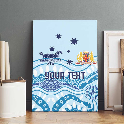 Personalised Australia New South Wales Dragons Boat Canvas Wall Art Aussie Aboriginal Dot Style