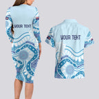 Personalised Australia New South Wales Dragons Boat Couples Matching Long Sleeve Bodycon Dress and Hawaiian Shirt Aussie Aboriginal Dot Style