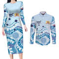 Personalised Australia New South Wales Dragons Boat Couples Matching Long Sleeve Bodycon Dress and Long Sleeve Button Shirt Aussie Aboriginal Dot Style