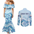 Personalised Australia New South Wales Dragons Boat Couples Matching Mermaid Dress and Long Sleeve Button Shirt Aussie Aboriginal Dot Style