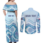 Personalised Australia New South Wales Dragons Boat Couples Matching Off Shoulder Maxi Dress and Long Sleeve Button Shirt Aussie Aboriginal Dot Style