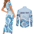 Personalised Australia New South Wales Dragons Boat Couples Matching Short Sleeve Bodycon Dress and Long Sleeve Button Shirt Aussie Aboriginal Dot Style
