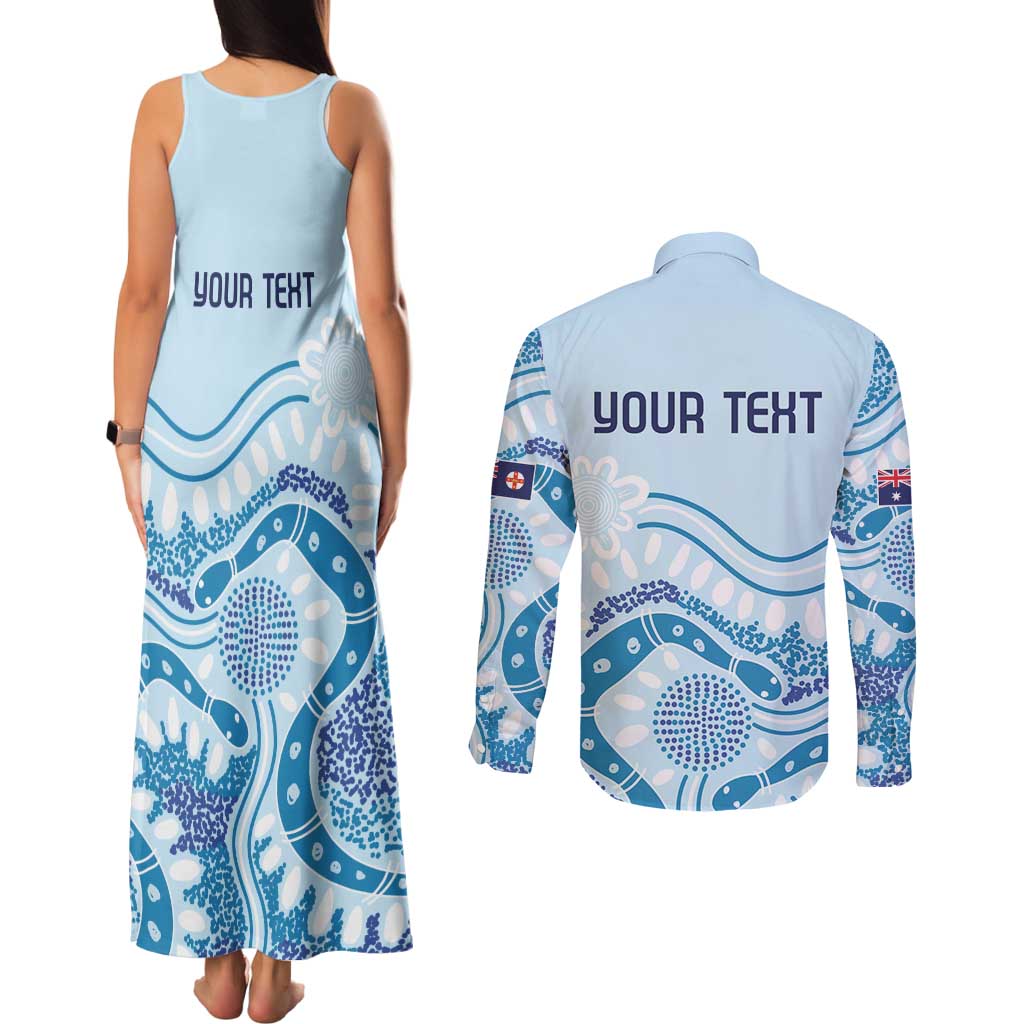 Personalised Australia New South Wales Dragons Boat Couples Matching Tank Maxi Dress and Long Sleeve Button Shirt Aussie Aboriginal Dot Style