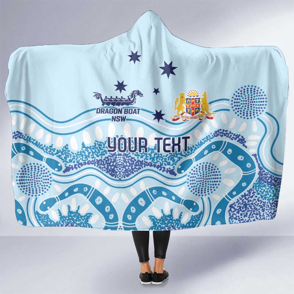 Personalised Australia New South Wales Dragons Boat Hooded Blanket Aussie Aboriginal Dot Style
