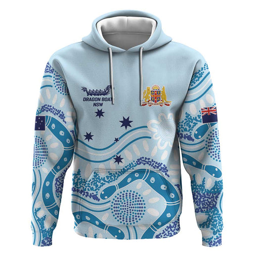 Personalised Australia New South Wales Dragons Boat Hoodie Aussie Aboriginal Dot Style