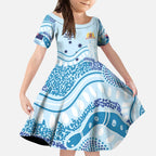 Personalised Australia New South Wales Dragons Boat Kid Short Sleeve Dress Aussie Aboriginal Dot Style