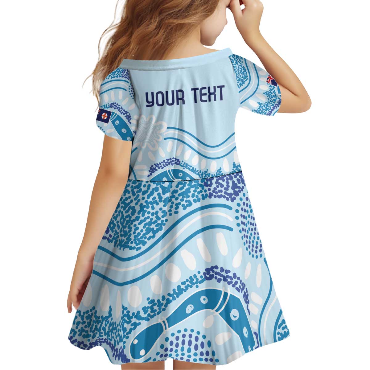 Personalised Australia New South Wales Dragons Boat Kid Short Sleeve Dress Aussie Aboriginal Dot Style