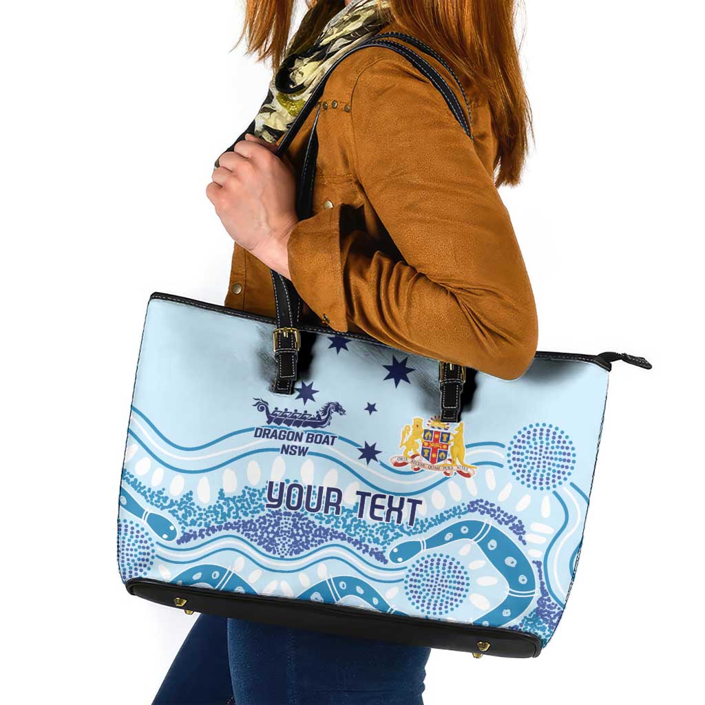 Personalised Australia New South Wales Dragons Boat Leather Tote Bag Aussie Aboriginal Dot Style