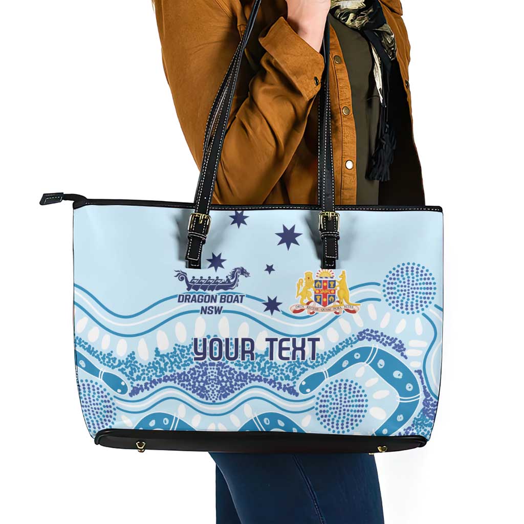 Personalised Australia New South Wales Dragons Boat Leather Tote Bag Aussie Aboriginal Dot Style