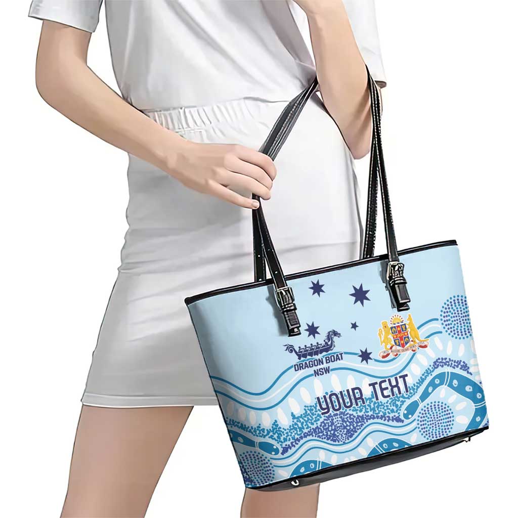 Personalised Australia New South Wales Dragons Boat Leather Tote Bag Aussie Aboriginal Dot Style