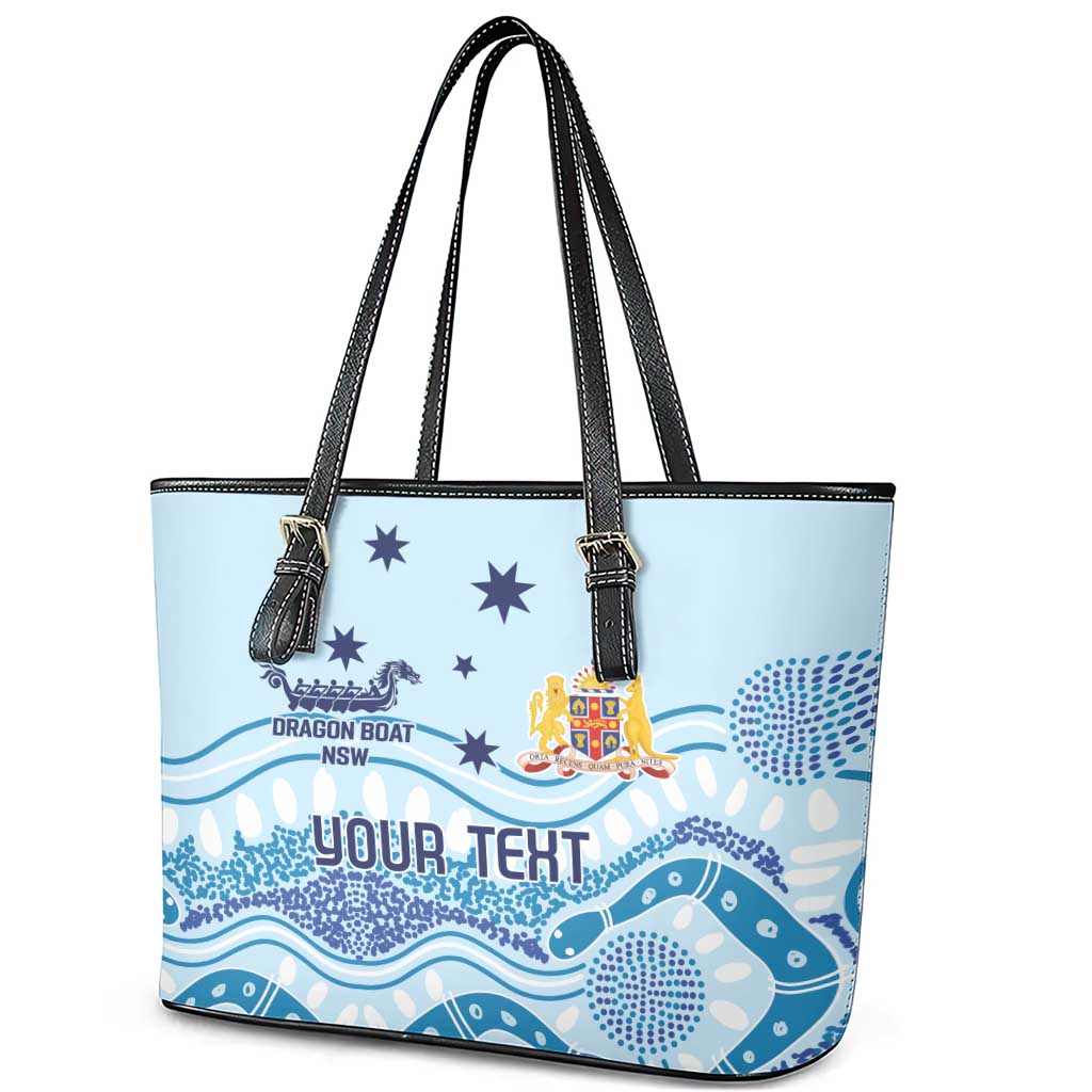 Personalised Australia New South Wales Dragons Boat Leather Tote Bag Aussie Aboriginal Dot Style