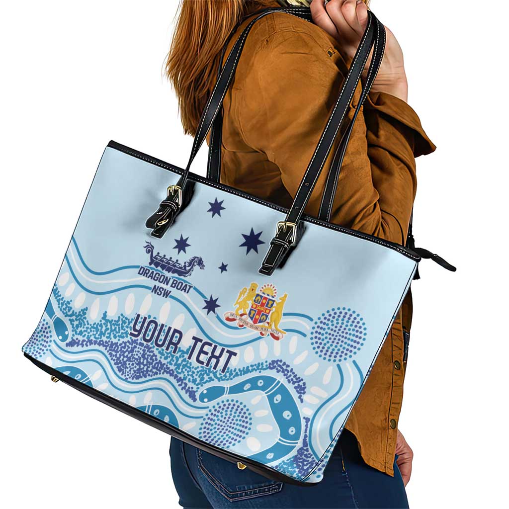 Personalised Australia New South Wales Dragons Boat Leather Tote Bag Aussie Aboriginal Dot Style