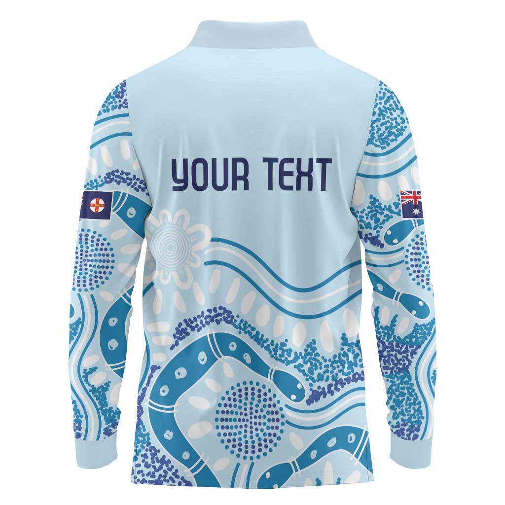 Personalised Australia New South Wales Dragons Boat Long Sleeve Polo Shirt Aussie Aboriginal Dot Style