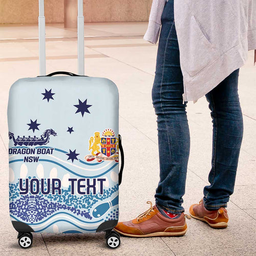 Personalised Australia New South Wales Dragons Boat Luggage Cover Aussie Aboriginal Dot Style