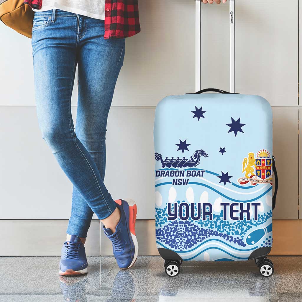 Personalised Australia New South Wales Dragons Boat Luggage Cover Aussie Aboriginal Dot Style