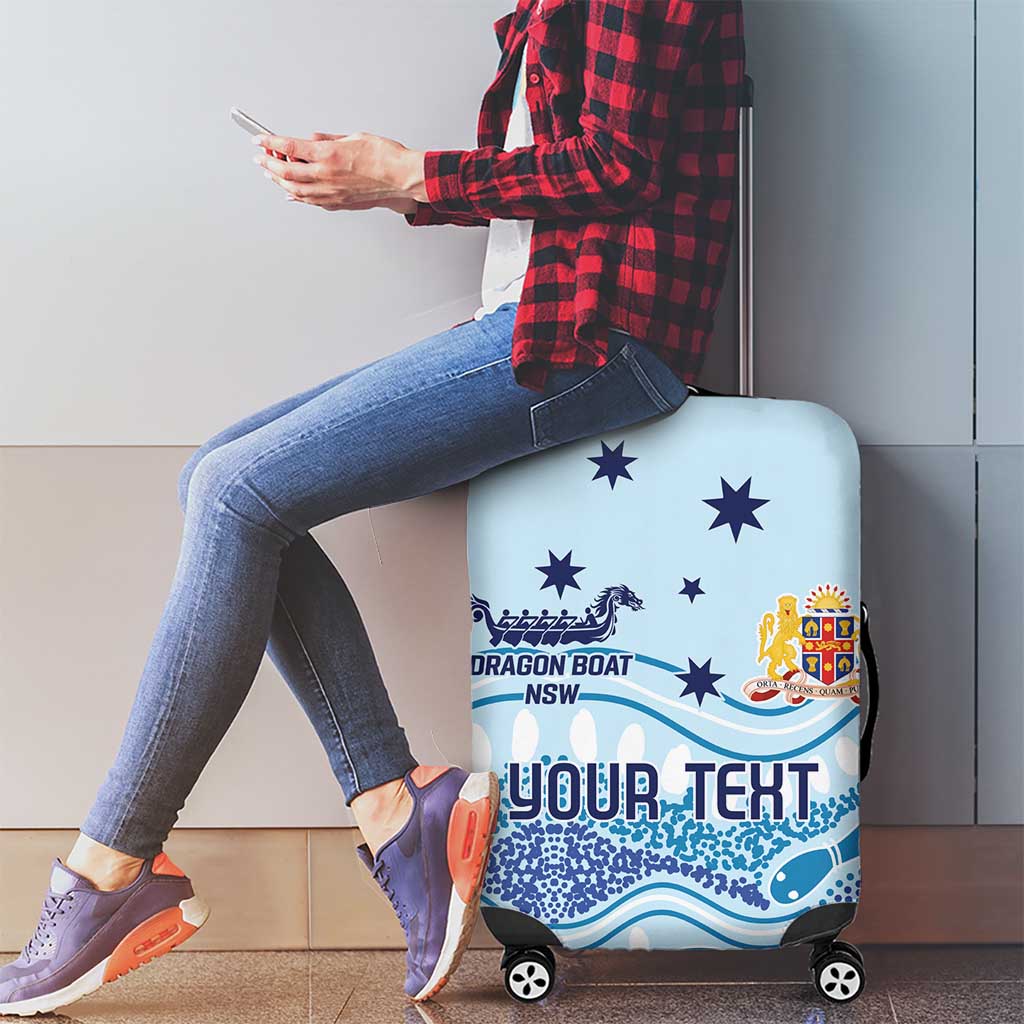 Personalised Australia New South Wales Dragons Boat Luggage Cover Aussie Aboriginal Dot Style