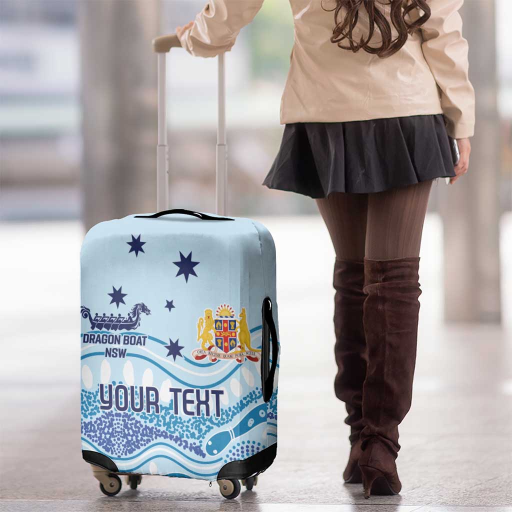 Personalised Australia New South Wales Dragons Boat Luggage Cover Aussie Aboriginal Dot Style