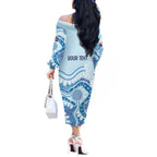Personalised Australia New South Wales Dragons Boat Off The Shoulder Long Sleeve Dress Aussie Aboriginal Dot Style