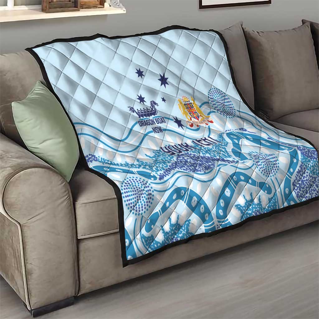 Personalised Australia New South Wales Dragons Boat Quilt Aussie Aboriginal Dot Style